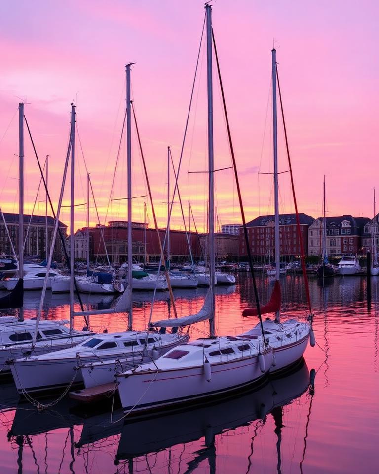 Sailboats at sunrise